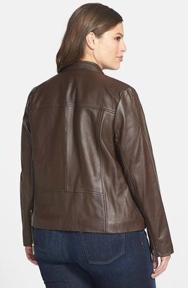 MICHAEL Michael Kors Zip Pocket Leather Jacket (Plus Size)