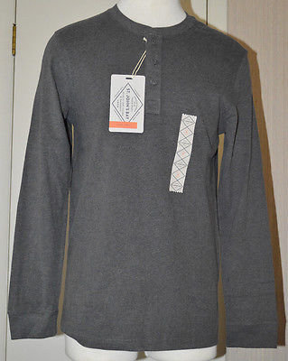 Men's St. John's Bay Charcoal Gray Long Sleeve Legacy Henley Top Size S, M, L