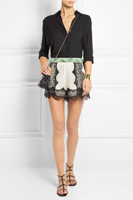 Anna Sui Jacquard-trimmed lace shorts
