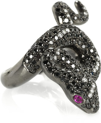Anita Ko Snake 18-karat gold diamond and ruby ring