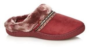 totes Dark red faux fur cuff mule slippers