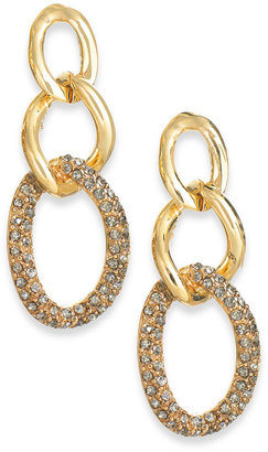 Alfani Gold-Tone Black Diamond Pavé Link Drop Earrings