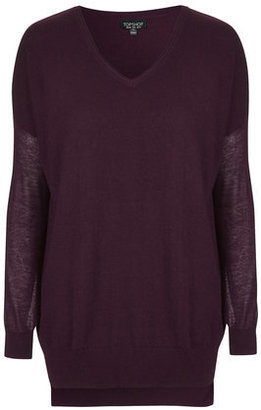 Topshop Womens Double Layer Sheer Solid Sweat - Burgundy