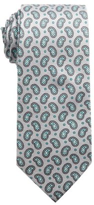 Ben Sherman grey and turquoise paisley print 'Fall Pine' silk tie