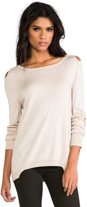 Central Park West Rhinelander Cutout Sweater With Cutout Shoulders