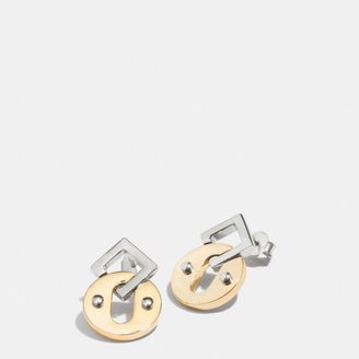 Coach Oval And Square Post Earrings