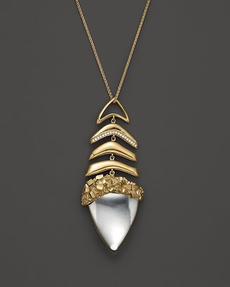 Kara Ross 18K Yellow Gold and Diamond Large Graduating Hydra Pendant Necklace with Rock Crystal, 24"