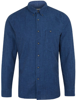 Nudie Jeans Dark Blue Stanley Button-Down Denim Shirt