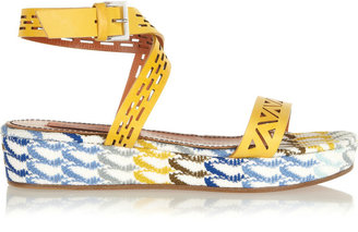 Missoni Embroidered cutout leather sandals
