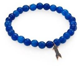 Sydney Evan Black Diamond, Dark Blue Agate & 14K Rose Gold Arrow Beaded Stretch Bracelet