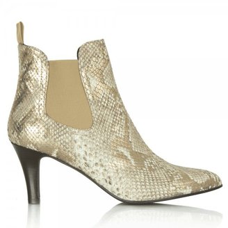 Daniel Aclara Gold Leather Reptile Ankle Boot