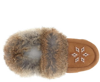 Manitobah Mukluks Kanada Genuine Rabbit Fur Moccasin Slipper