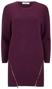 BA&SH Women's Chandelle Sweater Dress With Zips Prune