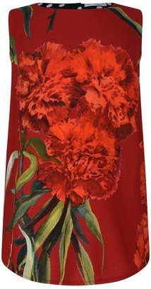 Dolce & Gabbana Girls Red Carnation Sleeveless Top