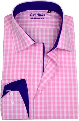 Levinas Tailored Fit Gingham Dress Shirt