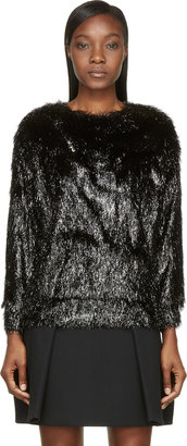 Jay Ahr Black Glossy Fringe Pullover