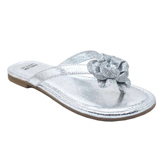 Stuart Weitzman Girl's Victoria Flower Sandals - Silver