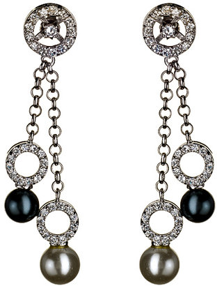 Genevive by CZC White and Grey Pearl Dangling Earrings