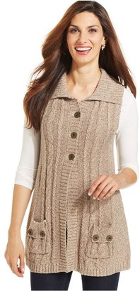 Style&Co. Button-Front Cable-Knit Sweater Vest