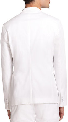 Emporio Armani Geometric-Striped Cotton Jacket
