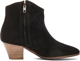 Isabel Marant Dicker Calfskin Velvet Leather Boots in Black