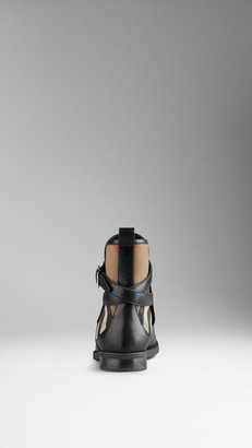 Burberry House Check Leather Ankle Boots