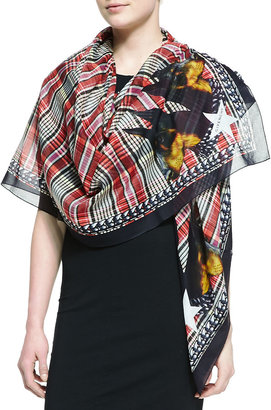 Givenchy Cotton Doberman Scarf, Red/Multi