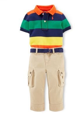 Ralph Lauren CHILDRENSWEAR Baby Boys Rugby-Stripe Polo & Pants Set