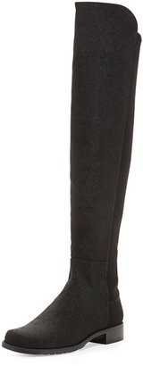 Stuart Weitzman 50/50 Pindot Over-the-Knee Boot, Black (Made to Order)