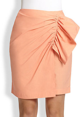 MSGM Draped-Ruffle Cotton Wrap-Effect Skirt