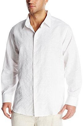 Cubavera Men's Big-Tall Long Sleeve Linen Cotton Textured Tonal Shirt