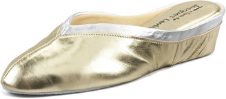 Jacques Levine Spanish Leather Wedge Mule, Gold/Silver