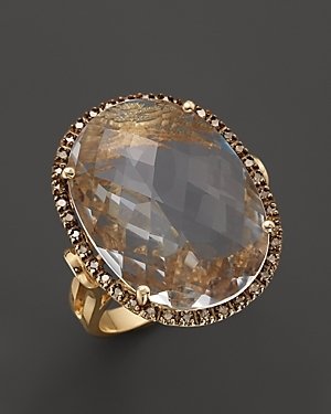 Bloomingdale's Crystal Quartz Oval and Champagne Diamond Ring in 14K Yellow Gold - 100% Exclusive