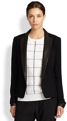 Theory Leandria Leather-Trimmed Blazer