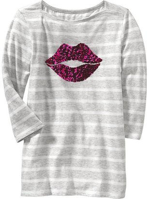Old Navy Girls Boat-Neck Sequin-Graphic Tees