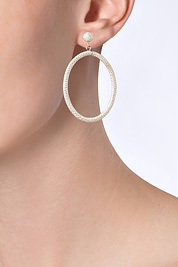 Carolina Bucci 18K White Gold Gitane Sparkly Oval Earrings