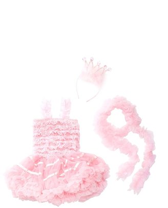 Tutu Couture Princess Pettidress, Crown, & Boa Set (Baby, Toddler, & Little Girls)
