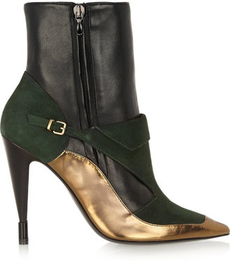 Roland Mouret Rebel metallic leather and suede boots