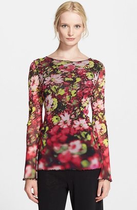 Jean Paul Gaultier Floral Print Tulle Long Sleeve Top