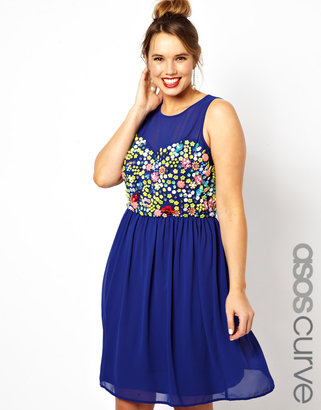 ASOS CURVE Exclusive Salon Dress With Floral Embellishment
