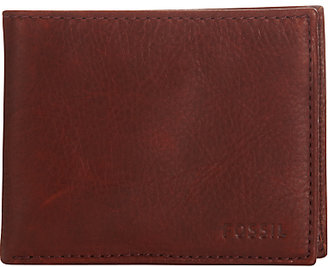 Fossil Ingram Leather Billfold Zip Wallet, Wine