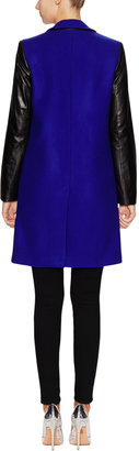 Milly Wool Leather Sleeve Coat