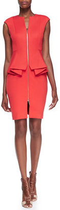 Ted Baker Jamthun Zip-Front Peplum Dress, Dark Orange