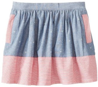 K.C. Parker Big Girls' Printed Cotton Chambray and Oxford Stripe Skirt