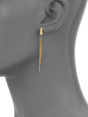 Michael Kors Motif Pavé Bar Chain Fringe Earrings/Goldtone