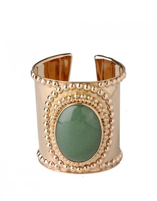 Byblos Natasha Hindi Golden Brass Cuff Bracelet with a Stone