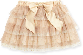 Baby Sara Sparkle Tiered Tutu Skirt, Ivory/Gold