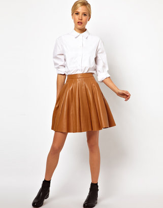 ASOS Premium Skirt in Pleated Leather