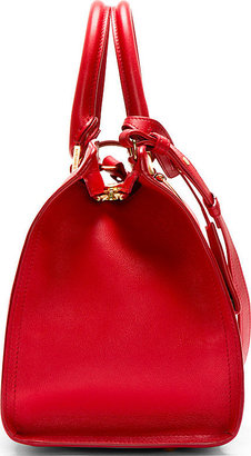 Saint Laurent Red Leather Ligne Y Small Cabas Tote