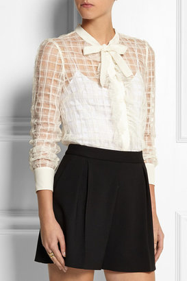 RED Valentino Organza-paneled point d'esprit blouse